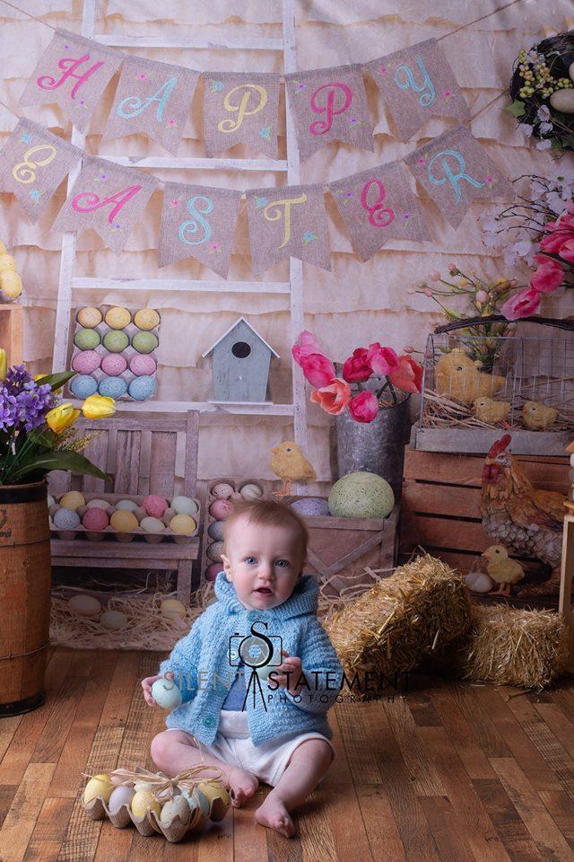 Kate Colorful Eggs Happy Easter Backdrop  Studios