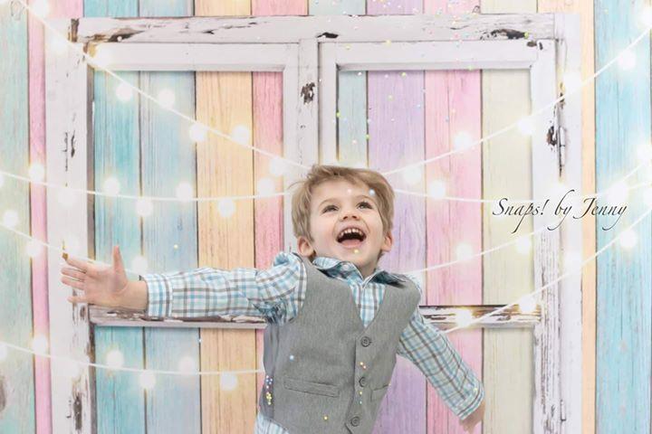 Kate Birthday Colorful Wood Wall Window Backdrop for Children Designed by JFCC