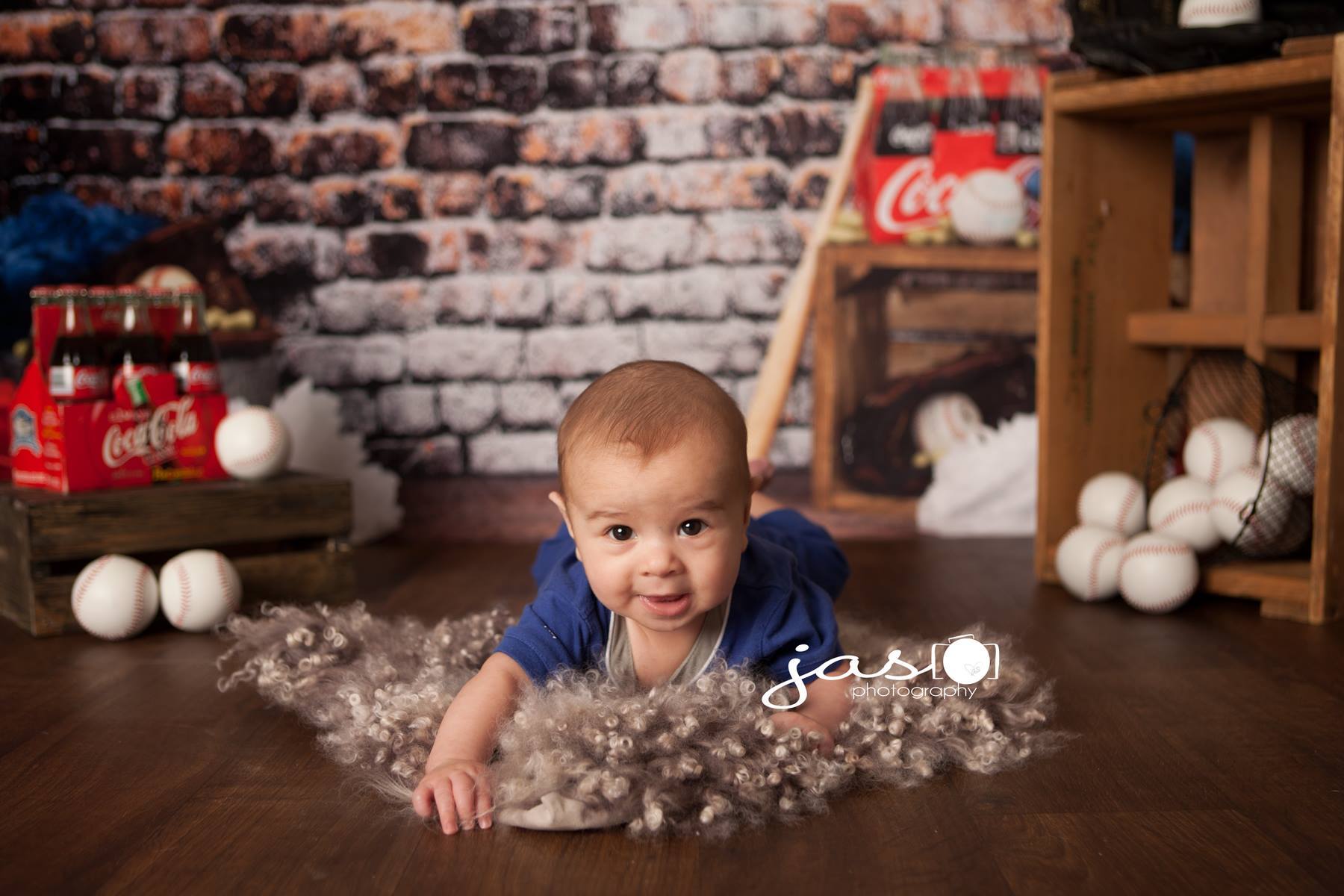 Kate Retro Brick Wall Baseball Theme Backdrop for sports Photography Designed by Leann West