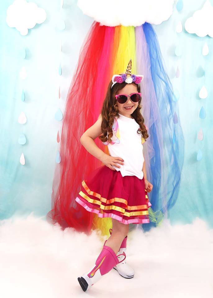 Kate Rainy Summer Rainbow Children Backdrop Designed by Leann West