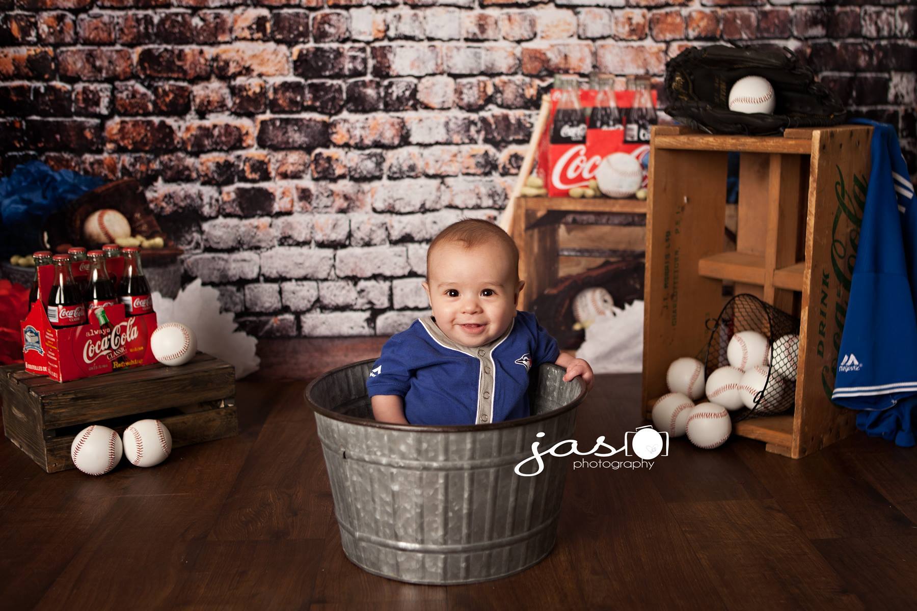 Kate Retro Brick Wall Baseball Theme Backdrop for sports Photography Designed by Leann West