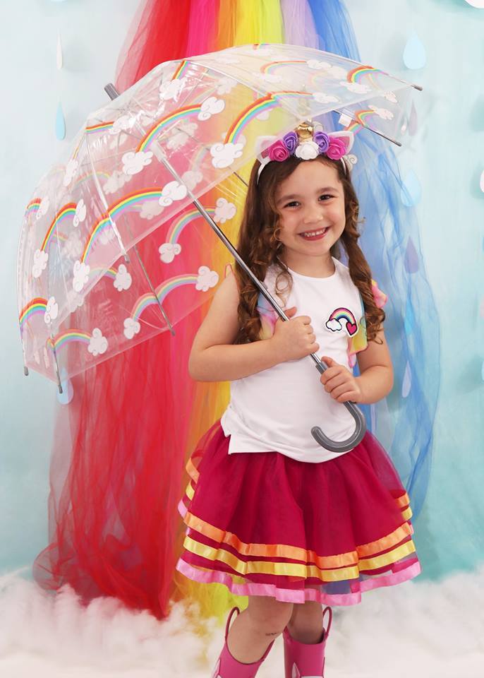 Kate Rainy Summer Rainbow Children Backdrop Designed by Leann West
