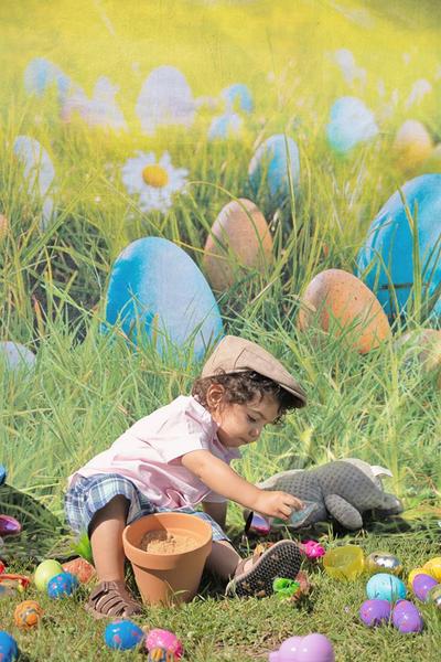 Kate Happy Easter Eggs Spring Flowers Backdrop