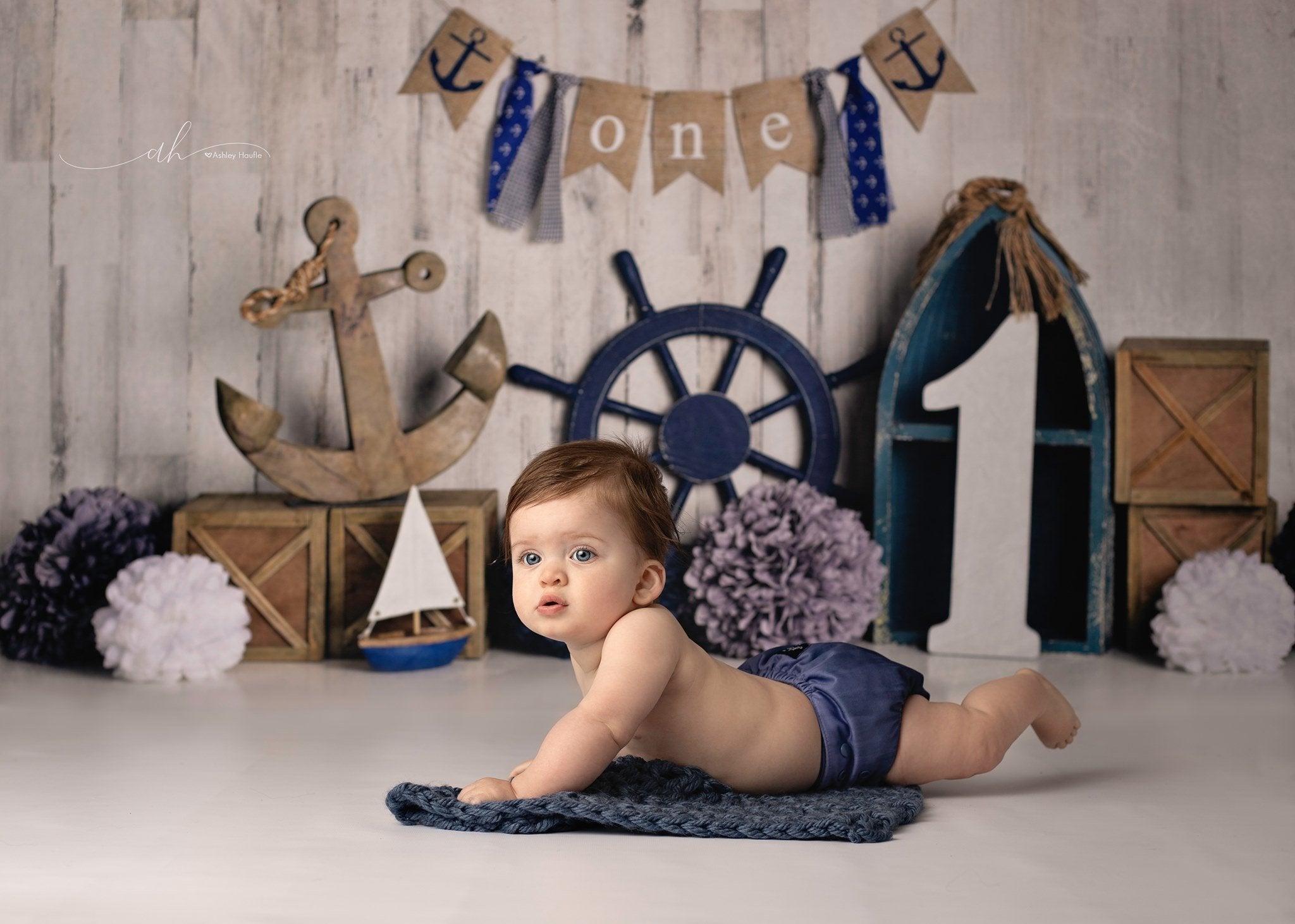 Kate Summer Sailor Children 1st Birthday Backdrop Designed by Mandy Ringe Photography