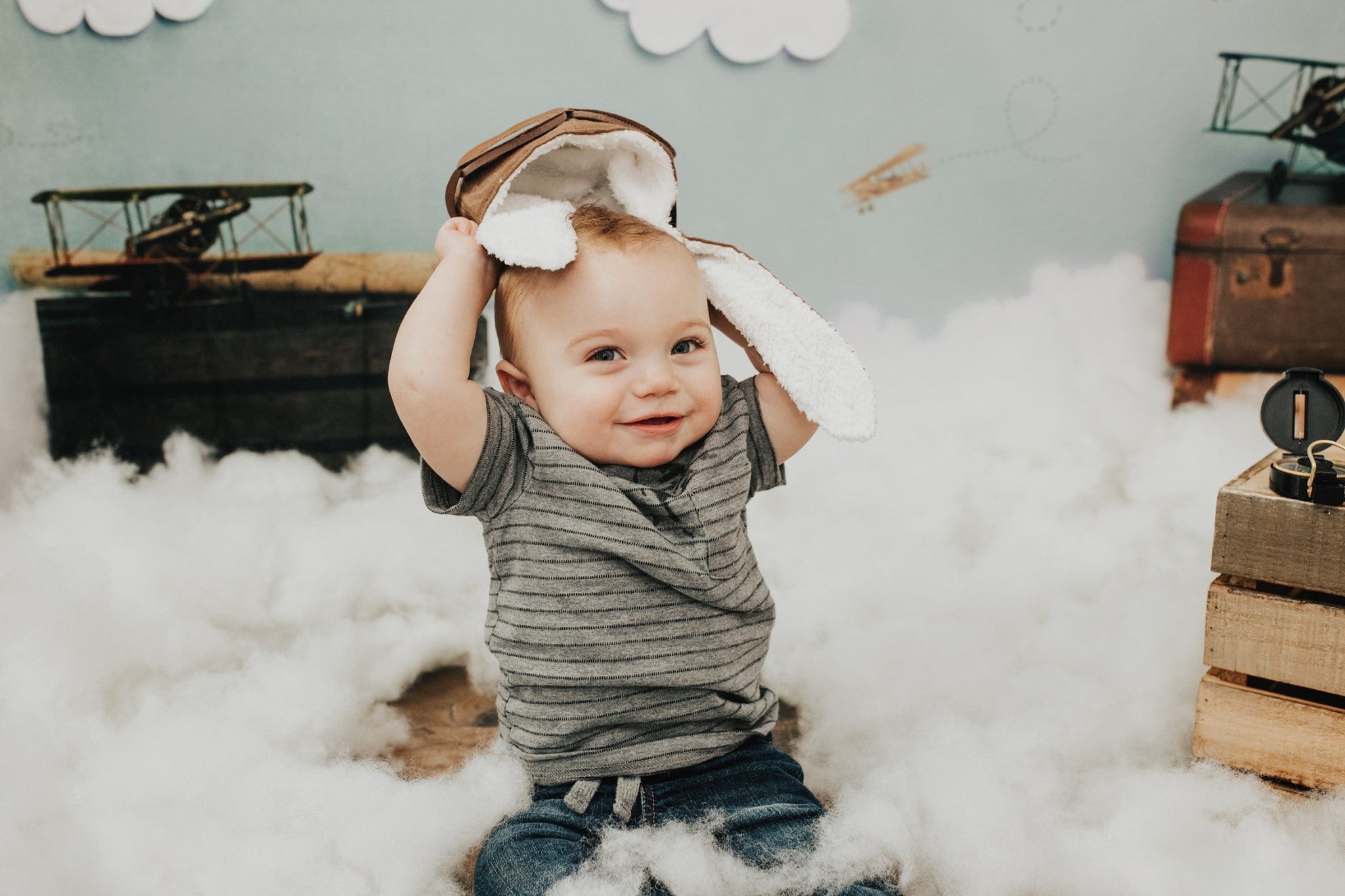Kate Come Fly with Me Cloud Back to School Children Backdrop for Photography Designed by Erin Larkins -UK