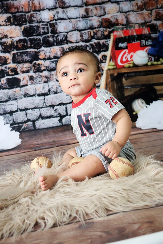 Kate Retro Brick Wall Baseball Theme Backdrop for sports Photography Designed by Leann West
