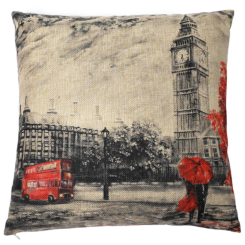 Kate Big Ben London Style Throw Pillow Cover 18 x 18 Inches Cotton Linen Blend Western style Decorative Pillow Case Cushion Covers - Kate backdrop UK