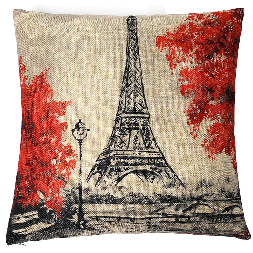Kate Pillow Cover Paris Eiffel Tower Throw Pillow Covers Decorative Pillowcase for Couch 18 x 18 Inches Oil Painting Cotton Linen Blend Pillows Cases - Kate backdrop UK