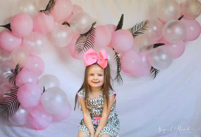 Kate Pink Balloon Garland Birthday Backdrop for Photography Designed by Megan Leigh Photography