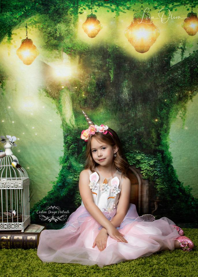 Kate Spirit Fairy Tree House Forest Children Backdrop for Photography Designed by JFCC