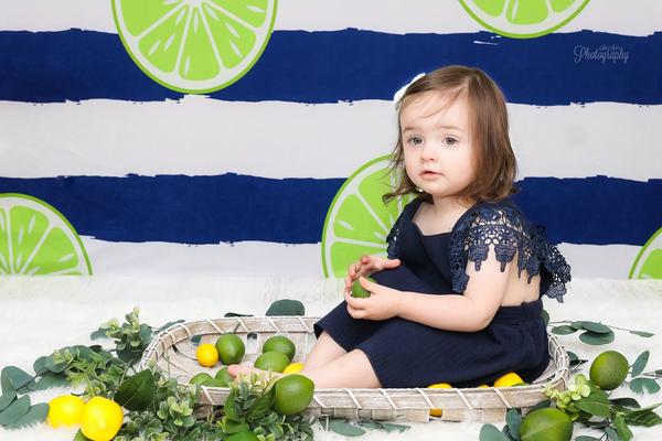 Kate Lemons Blue and White Stripe Backdrop for Photography Summer Holiday Children