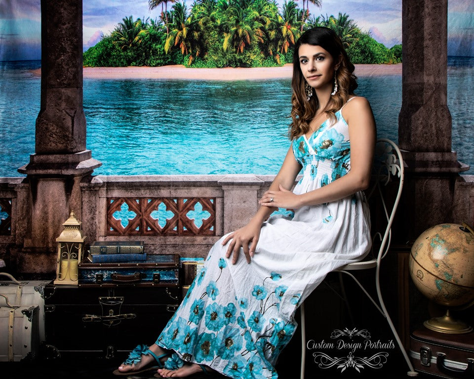 Kate Retro Building Island Backdrop for Summer Photography