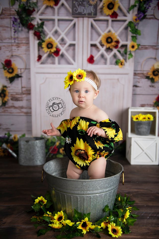 Kate You Are My Sunshine Summer Sunflower Backdrop Designed by Staci Lynn Photography