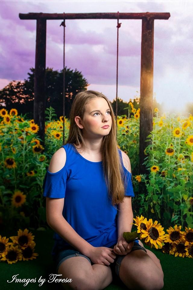 Kate Summer Sunflower Swing Backdrop Designed by Pine Park Collection -UK