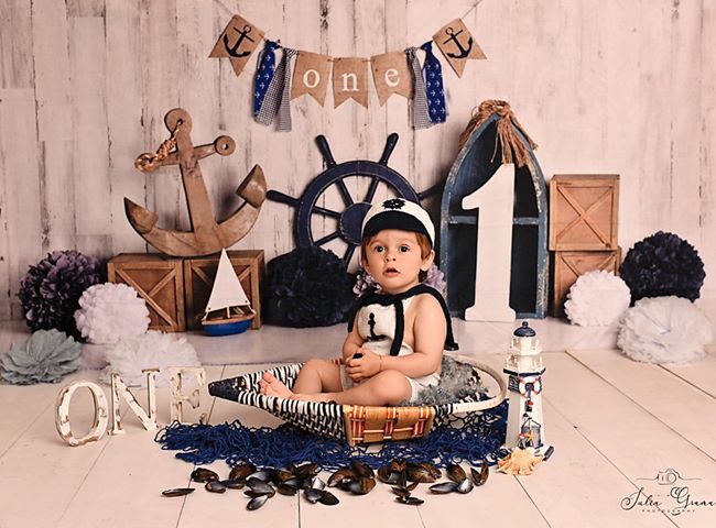 Kate Summer Sailor Children 1st Birthday Backdrop Designed by Mandy Ringe Photography