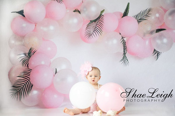 Kate Pink Balloon Garland Birthday Backdrop for Photography Designed by Megan Leigh Photography -UK