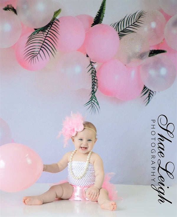 Kate Pink Balloon Garland Birthday Backdrop for Photography Designed by Megan Leigh Photography -UK