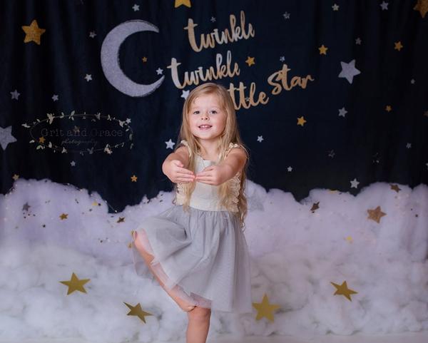 Kate Twinkle Stars night Children Baby Shower Backdrop for Photography Designed By Erin Larkins
