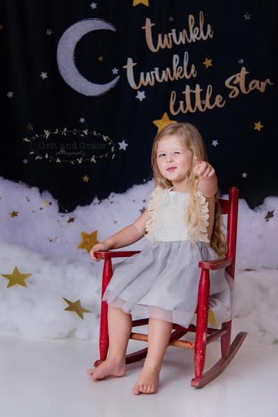 Kate Twinkle Stars night Children Baby Shower Backdrop for Photography Designed By Erin Larkins