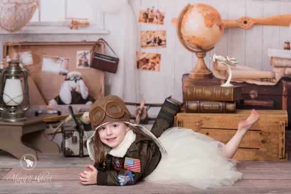 Kate Back to school Children Travel Around the World Adventurer Pilot Backdrop for photography Designed By JFCC -UK