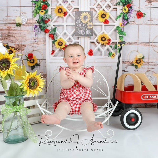 Kate Vintage Wall Summer Sunflower Backdrop Designed by Staci Lynn Photography