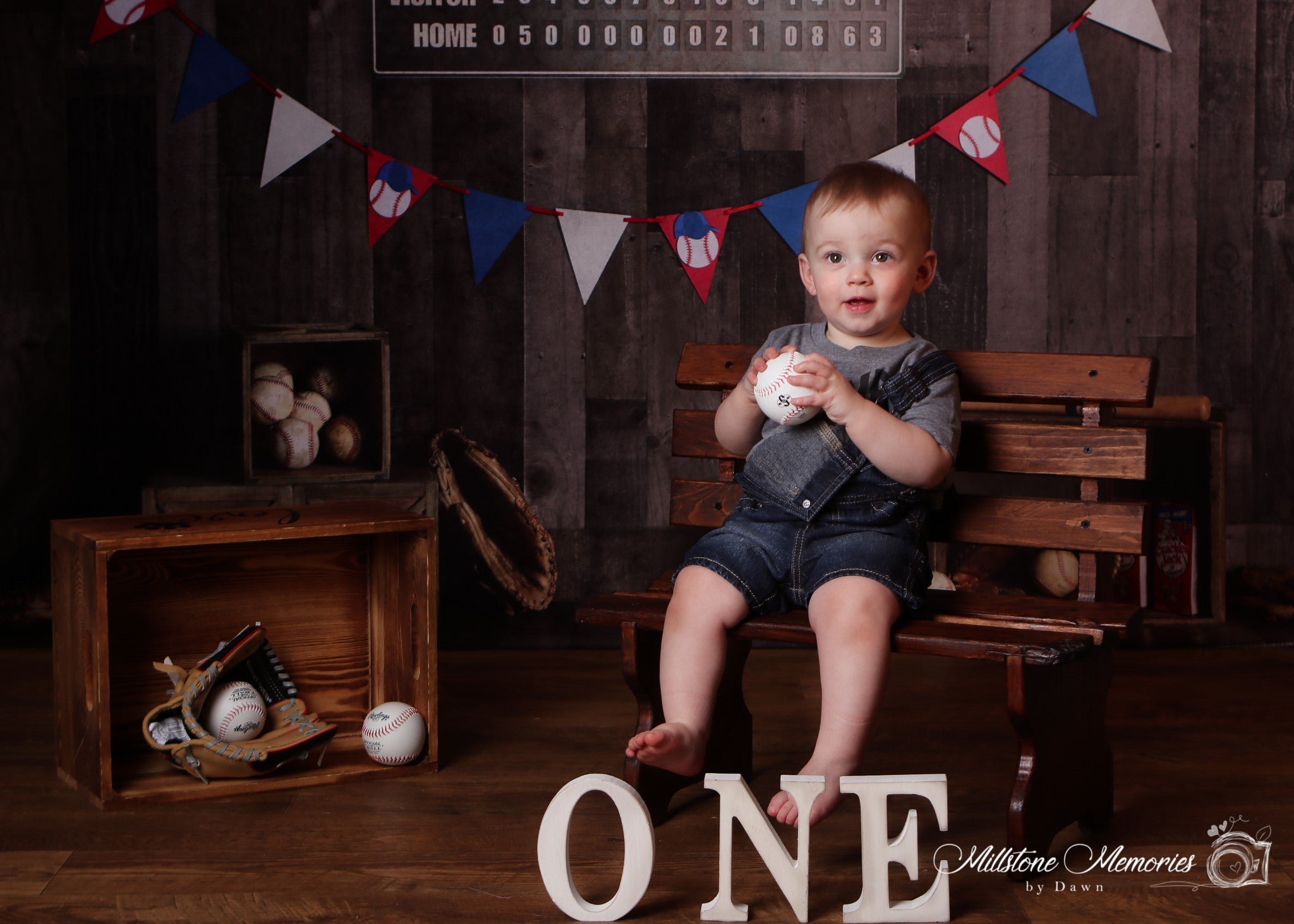 Kate Vintage Baseball with Scoreboard Sport Backdrop for Photography Designed By Mandy Ringe Photography -UK