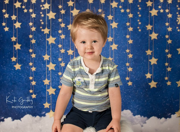 Kate Children Bule Wall with Stars Clouds Backdrop Designed by JFCC
