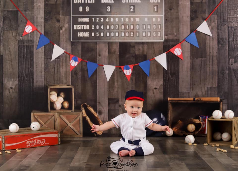 Kate Vintage Baseball with Scoreboard Sport Backdrop for Photography Designed By Mandy Ringe Photography -UK