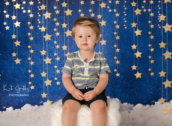Kate Children Bule Wall with Stars Clouds Backdrop Designed by JFCC