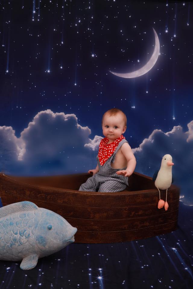 Kate Night Sky with Moon and Cloud Children Backdrop for Photography