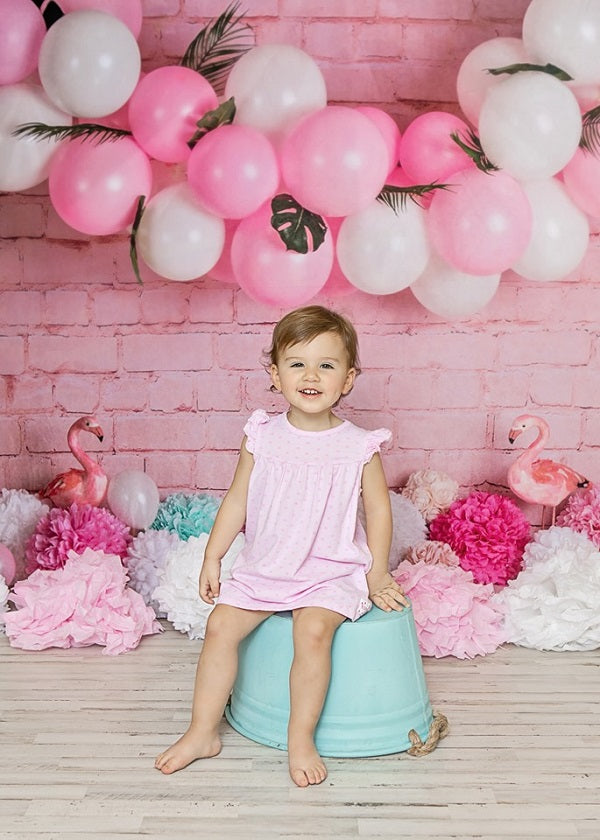 Kate Girly Pink Flamingos Children Backdrop for Photography Designed by Mandy Ringe Photography