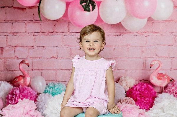 Kate Girly Pink Flamingos Children Backdrop for Photography Designed by Mandy Ringe Photography