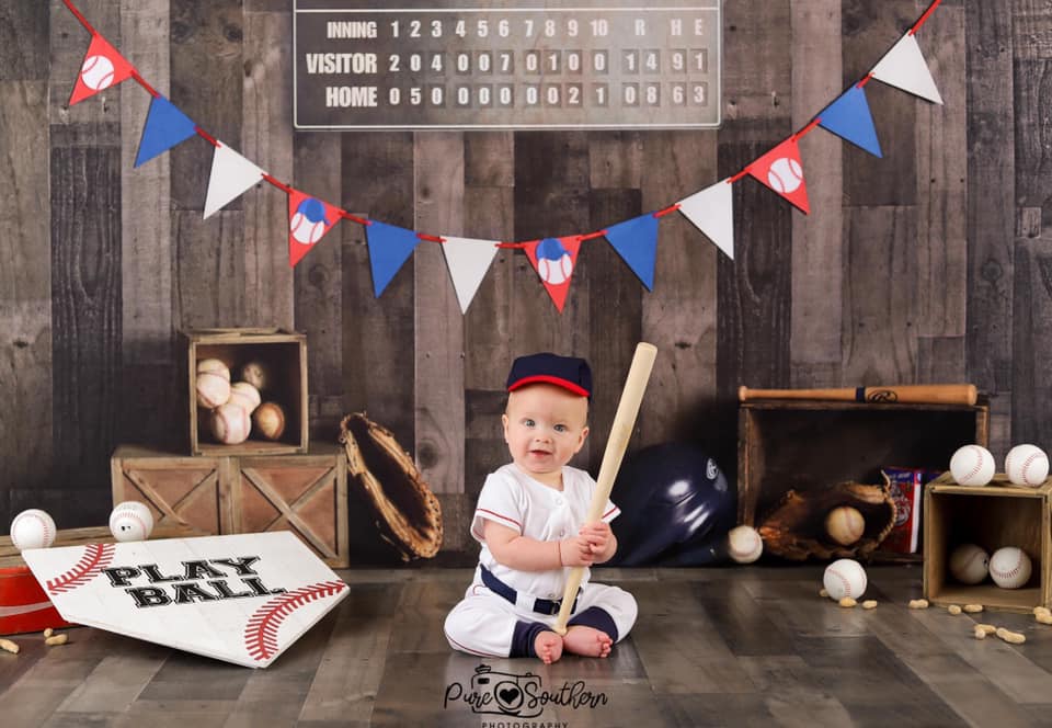 Kate Vintage Baseball with Scoreboard Sport Backdrop for Photography Designed By Mandy Ringe Photography -UK