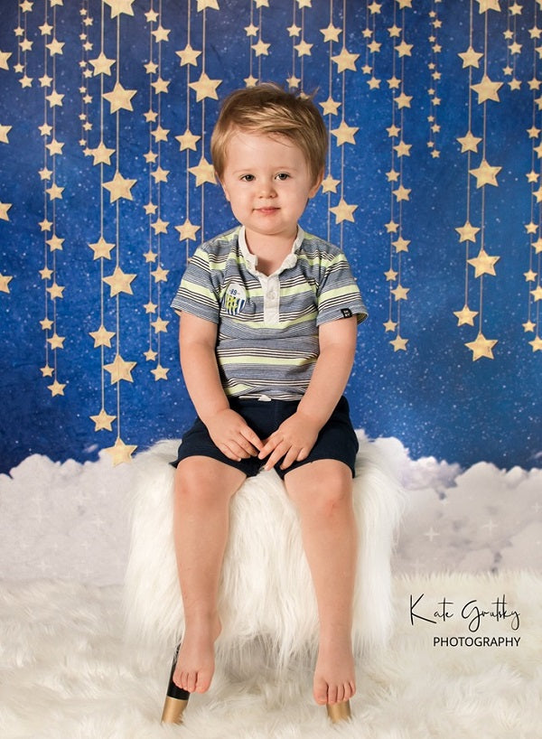 Kate Children Bule Wall with Stars Clouds Backdrop Designed by JFCC