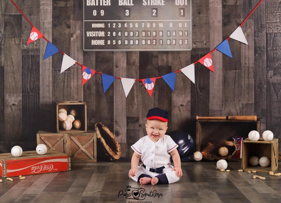 Kate Vintage Baseball with Scoreboard Sport Backdrop for Photography Designed By Mandy Ringe Photography -UK
