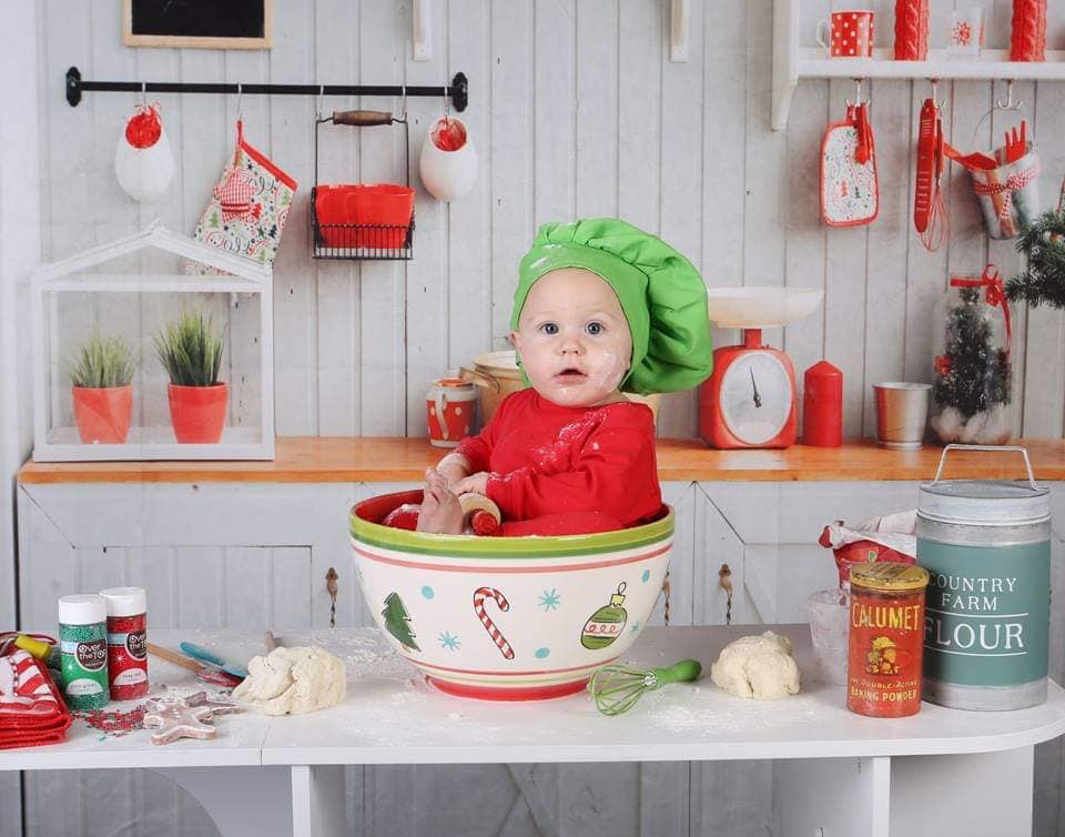 Kate Christmas Kitchen Backdrop White Wall for Photography -UK