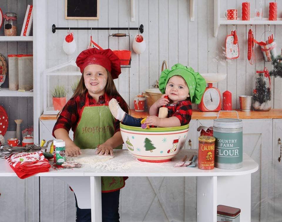 Kate Christmas Kitchen Backdrop White Wall for Photography -UK