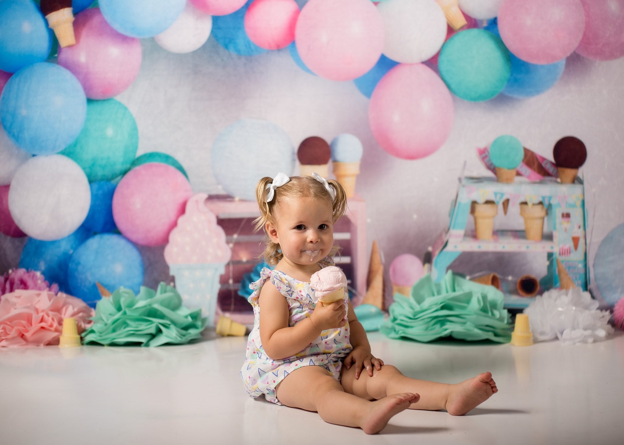 Kate Summer Ice-cream Balloons Backdrop Designed by Megan Leigh Photography -UK