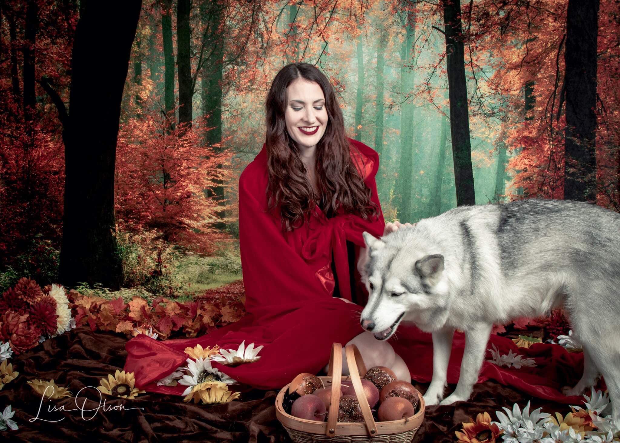 Kate Autumn Forest With Maple And Green Grass for Photography