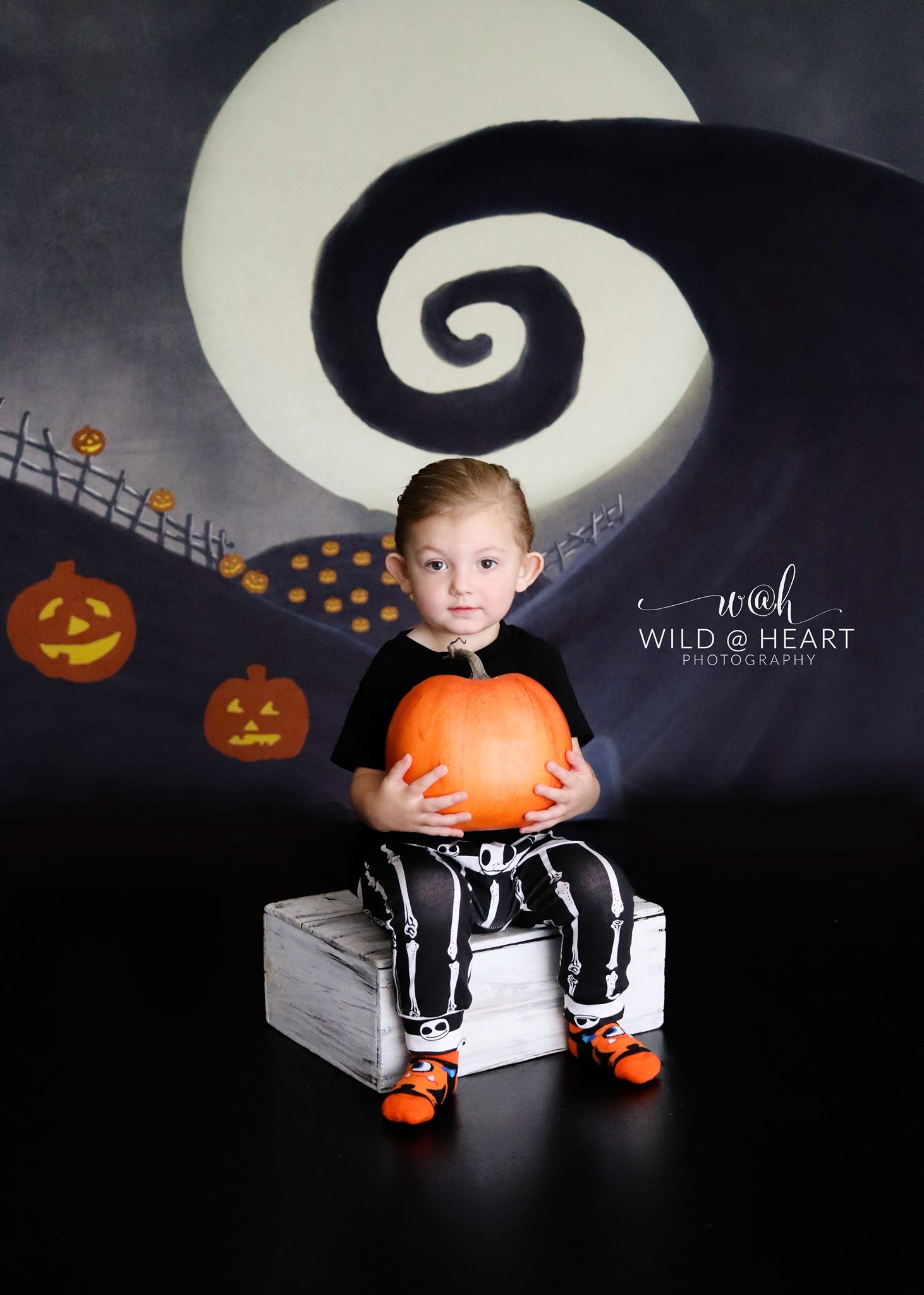 Kate Children Halloween Pumpkin garden nightmare Backdrop Designed by Leann West