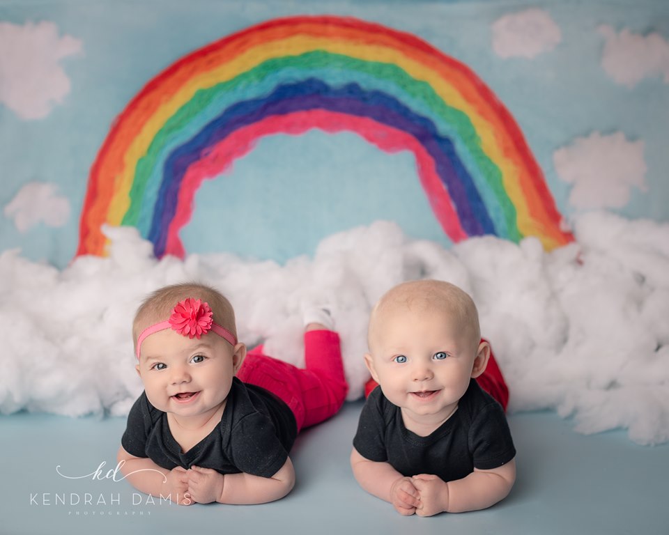 Kate Rainbows and Clouds Children Backdrop for Photography Designed by Erin Larkins