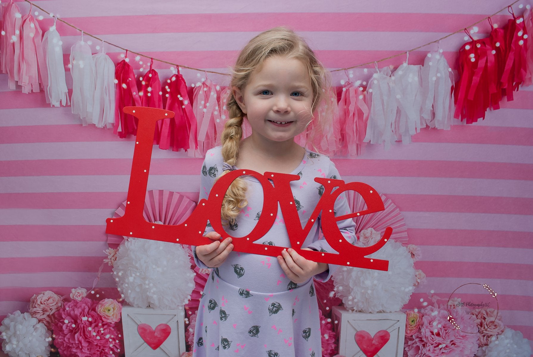 Kate Valentine's Day with Hearts and Stripes Backdrop Designed By Mandy Ringe Photography -UK