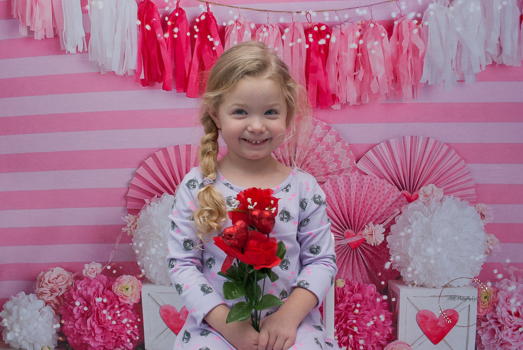 Kate Valentine's Day with Hearts and Stripes Backdrop Designed By Mandy Ringe Photography -UK