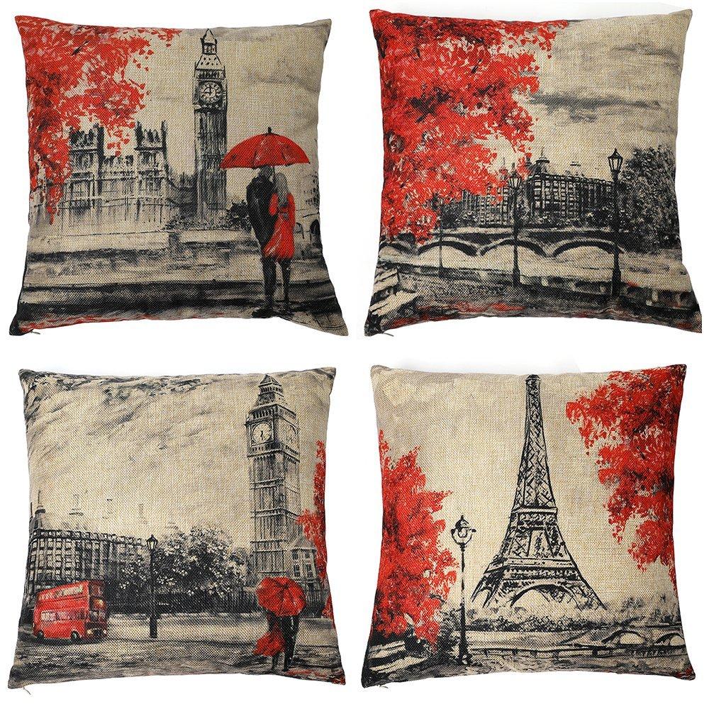 Kate 4 Packs Scenery Pattern Pillow Covers Cases 18 x 18 Inches - Kate backdrops UK