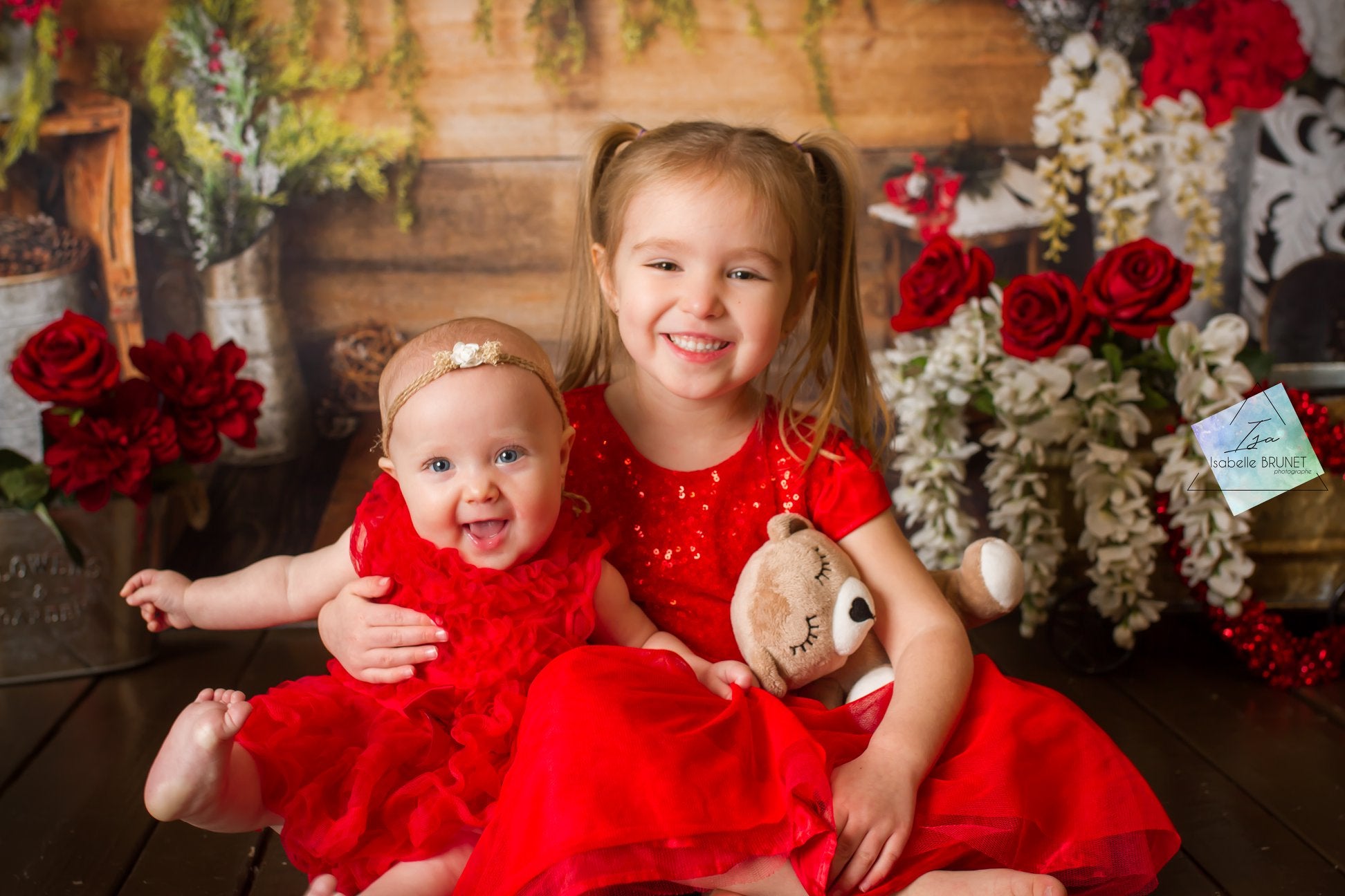 Kate Christmas Valentines Floral Rustic Backdrop Designed By Arica Kirby -UK