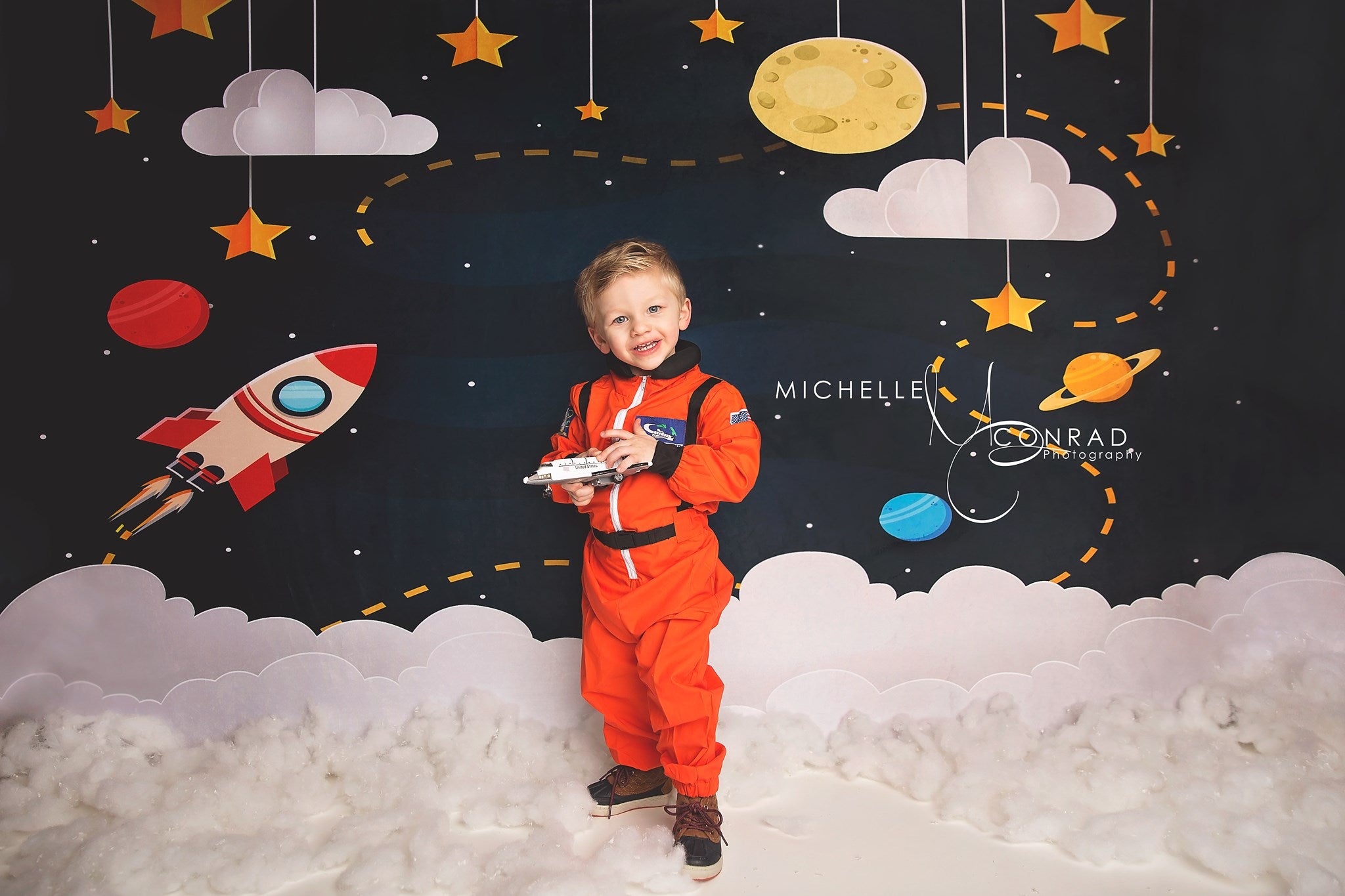 Kate Dark Blue Sky and Yellow Star Backdrop Designed by Amanda Moffatt -UK