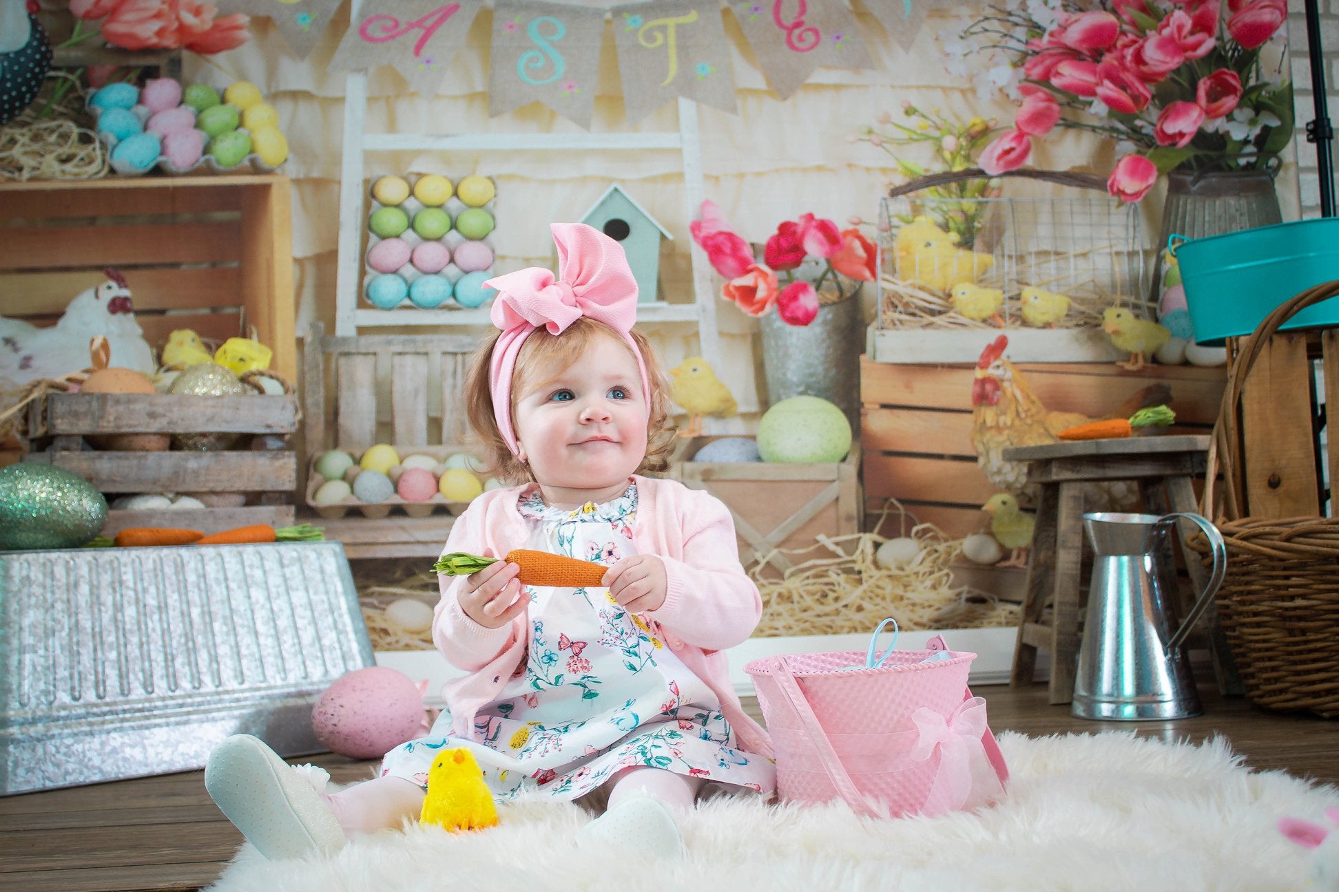 Kate Colorful Eggs Happy Easter Backdrop  Studios