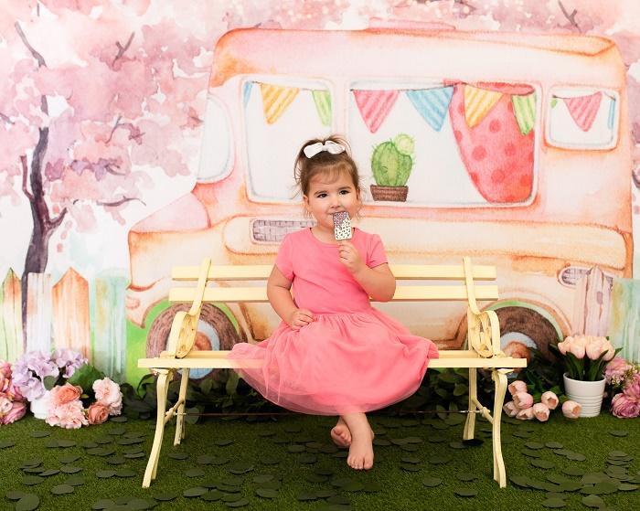 Kate Ice Cream Truck Watercolor Backdrop Designed By Pine Park Collection