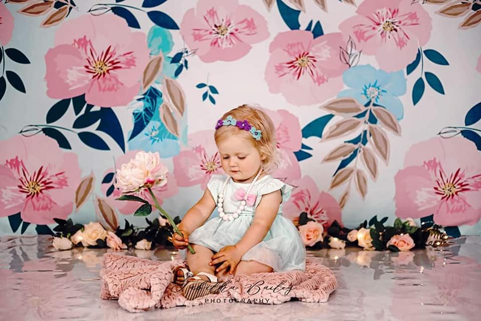 Kate Retro Spring Flowers Backdrop for Photography Designed by JFCC