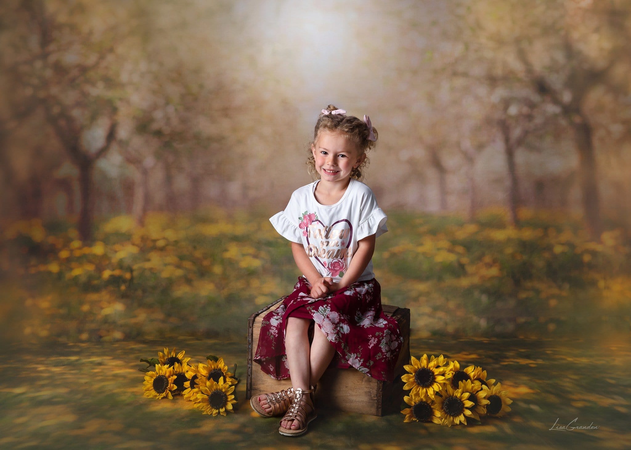 Kate Springtime Orchard in Yellow Backdrop for Photography Designed by Lisa Granden -UK